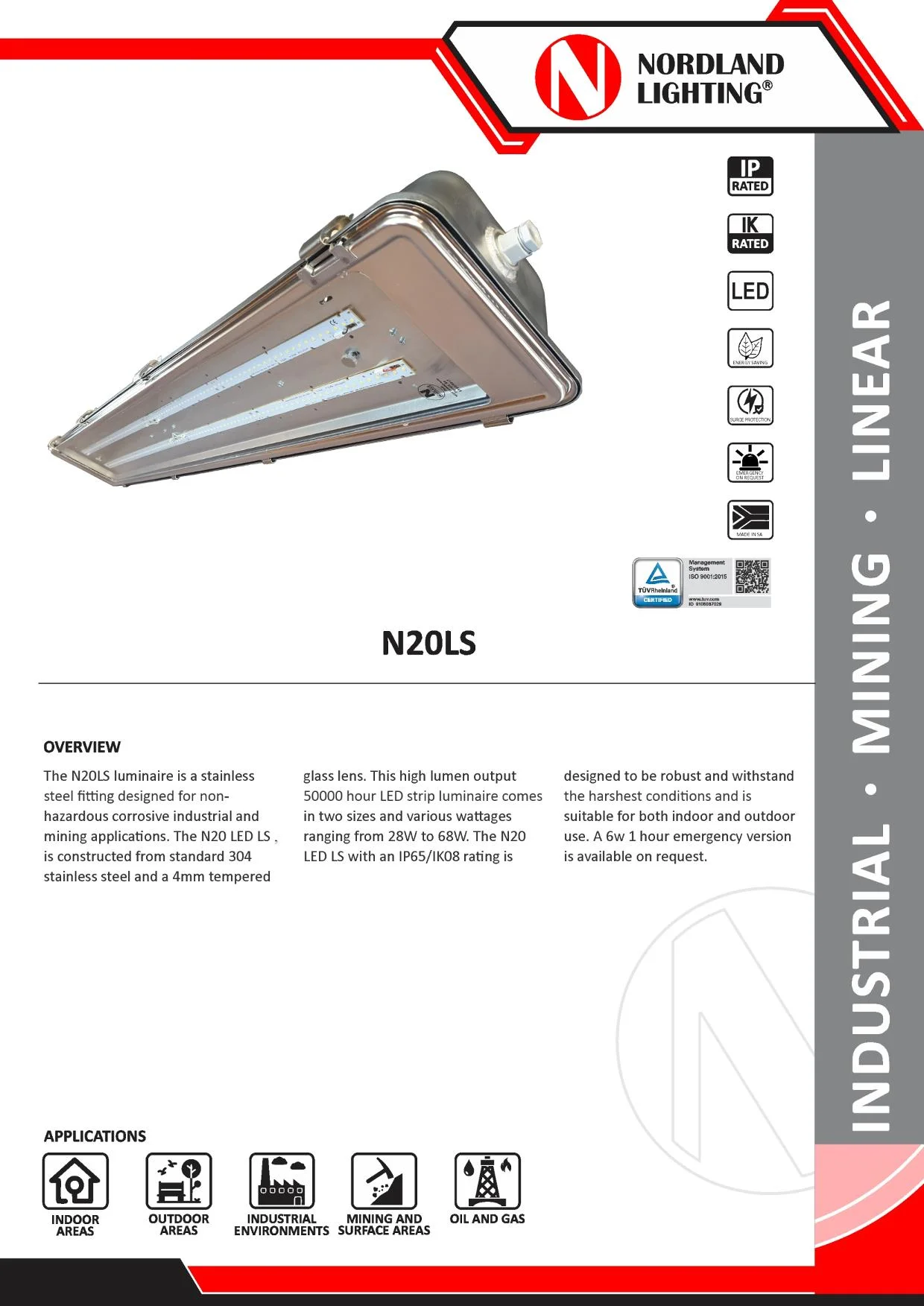 NL44 Nordland N20LS Stainless Steel Luminaire